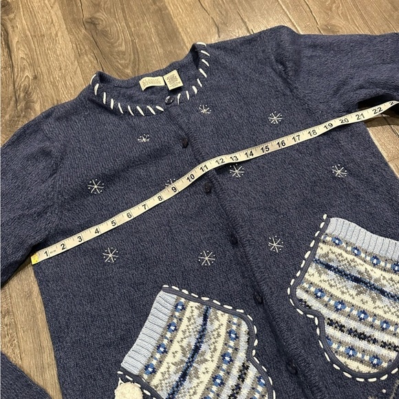 CLASSIC ELEMENTS 90s GRANNYCORE Cardigan Size L Fair Isle Sweater Ramie Ugly Vtg - Picture 5 of 8
